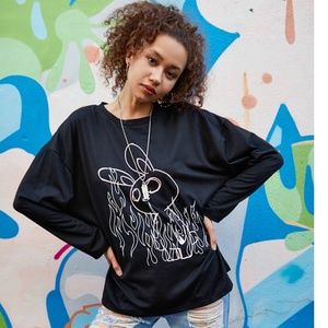 Romwe black long shirt with print